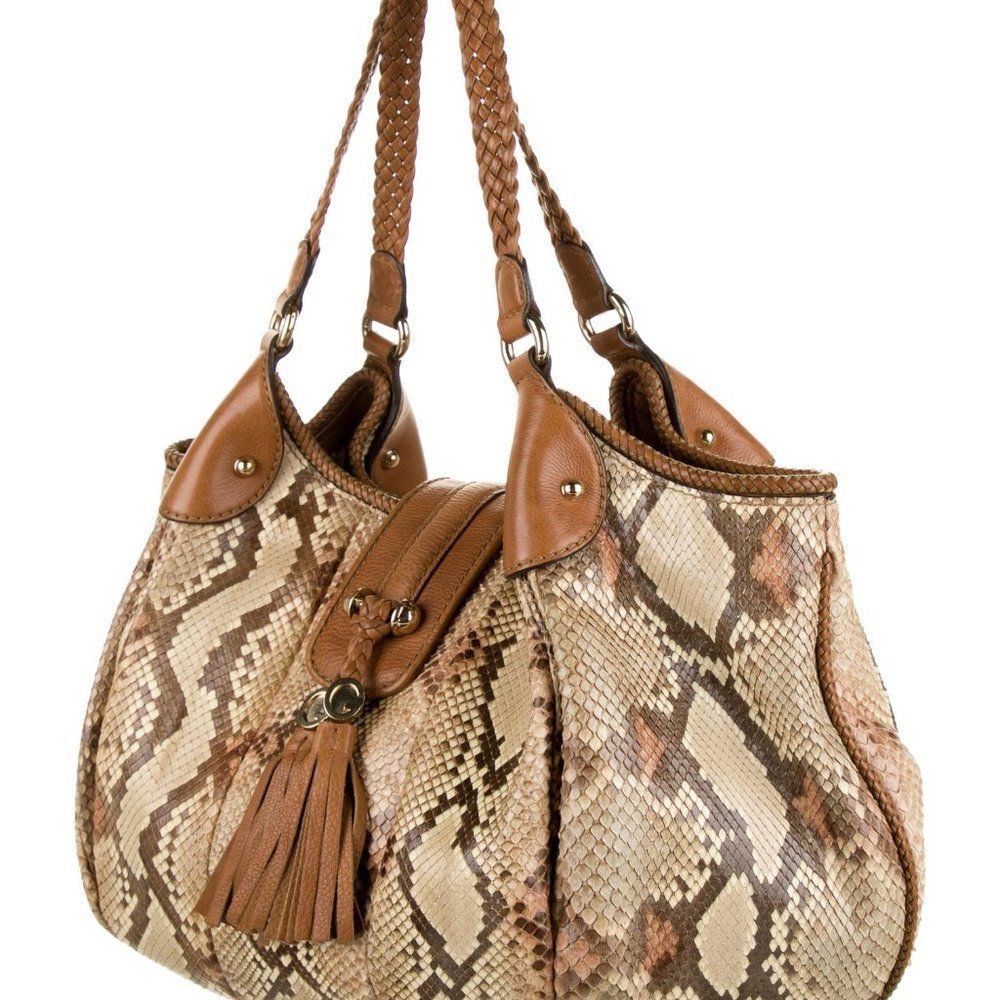 Gucci Python Brown Bag W/ Chocolate Lining - image 2